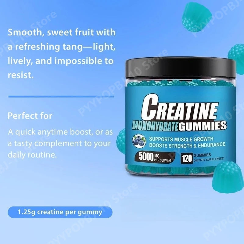 Creatine Gummies Blueberry Flavor Daily Vitality Support 120 Count Dietary Supplement