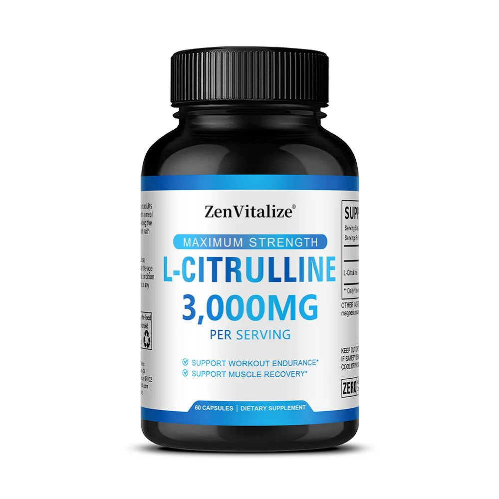 L Citrulline 3000mg Supplement Capsules for Men & Women - Muscle Recovery & Workout Endurance - Vegan, Non-GMO