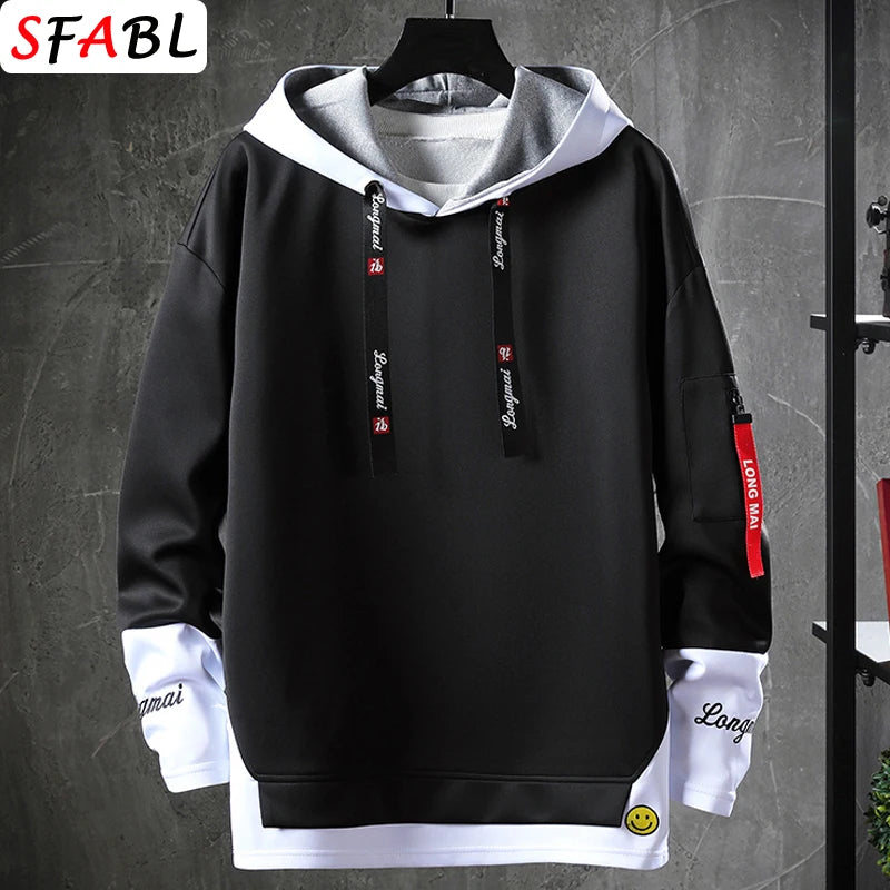 Fashion Patchwork Men Hoodies Hip Hop Streetwear Men Sweatshirt Casual Breathable Men's Pullovers Personality Hoodies for Women