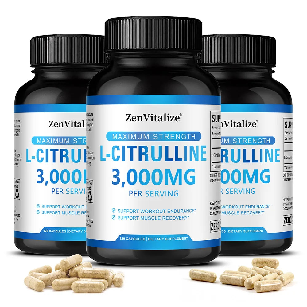 L Citrulline 3000mg Supplement Capsules for Men & Women - Muscle Recovery & Workout Endurance - Vegan, Non-GMO