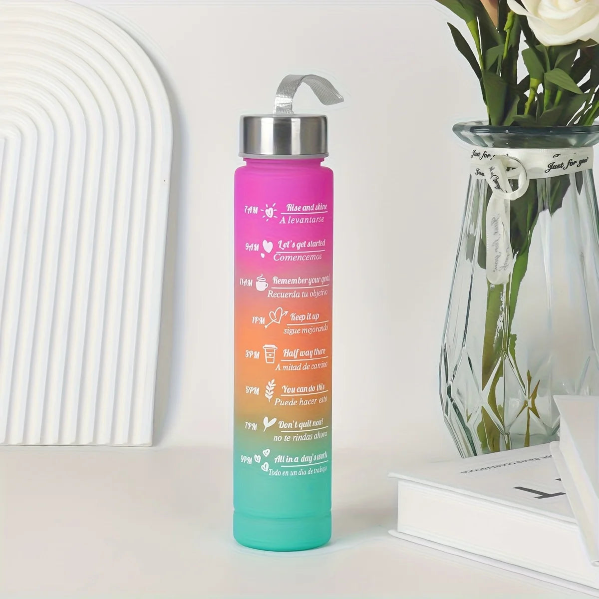 300ml Water Bottle Motivational Sport Water Bottle Leakproof Bottles Drinking Outdoor Travel Gym Fitness Jugs