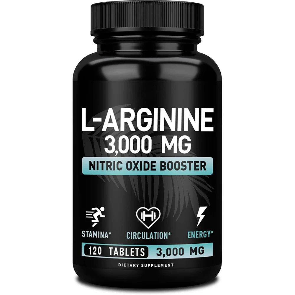 L Arginine 3000mg for Men Women, Muscle Mass Supplement for Endurance, Energy and Heart Health Support During Exercise, Non-GMO