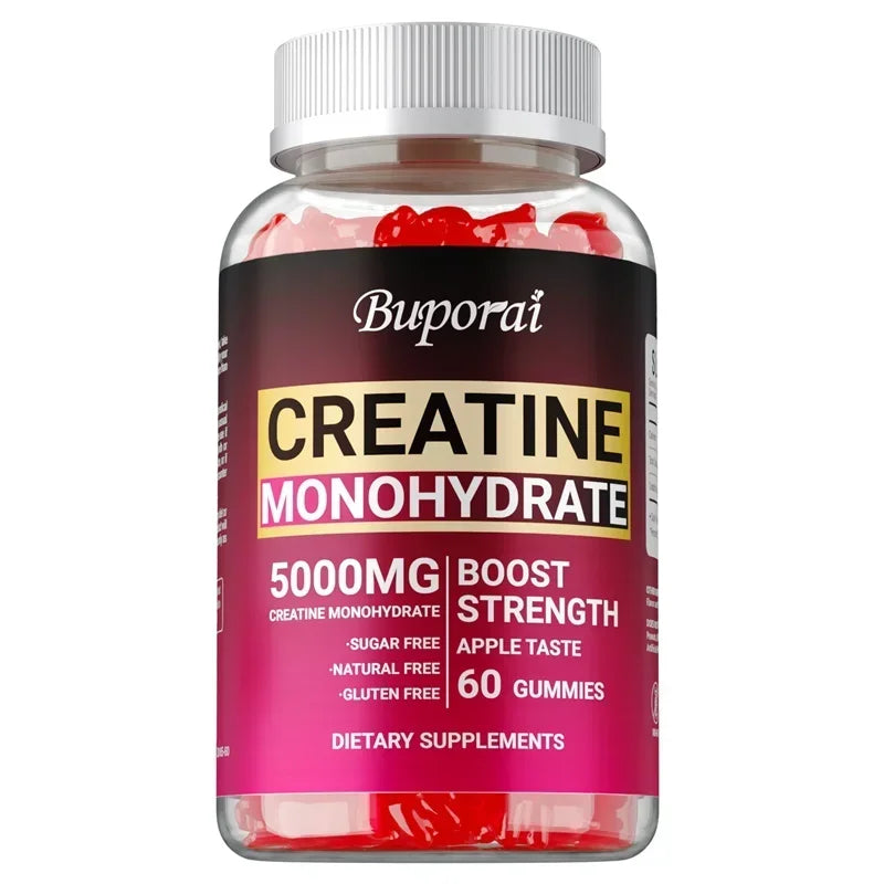 Creatine Monohydrate Gummies - Increases Endurance, Builds Muscle, Improve Athletic Performance, Energy and Focus, Non-GMO