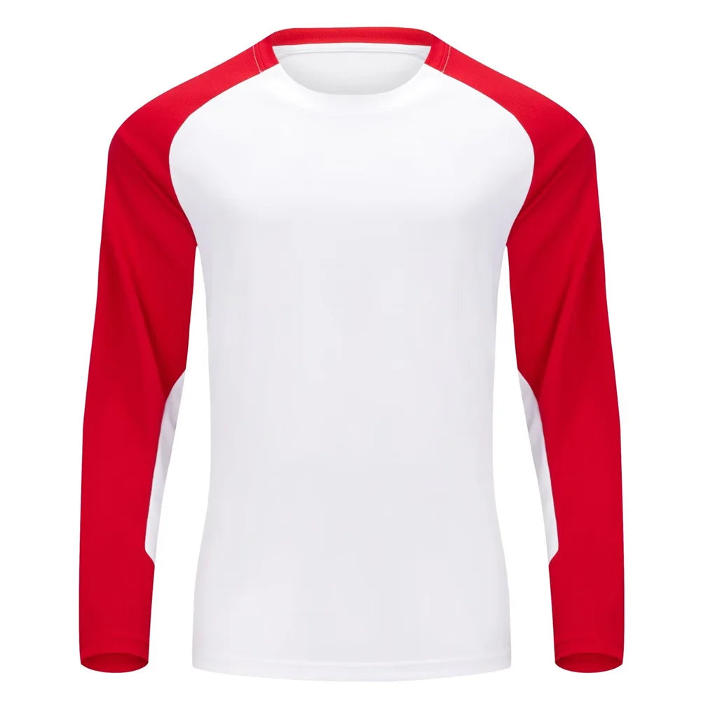 Dry Fit Plus Size Sports T-shirt for Men Kids Rash Guard Long Sleeve Sportswear Breathable Running Gym Football Shirt Jersey