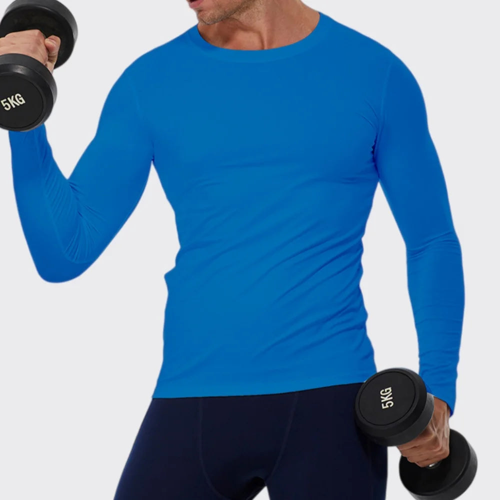 Running Quick Dry T-Shirt Men Fitness Slim Long Sleeve Gym Running Tee Top Tights Men's Bodybuilding Training Clothes Sportswear