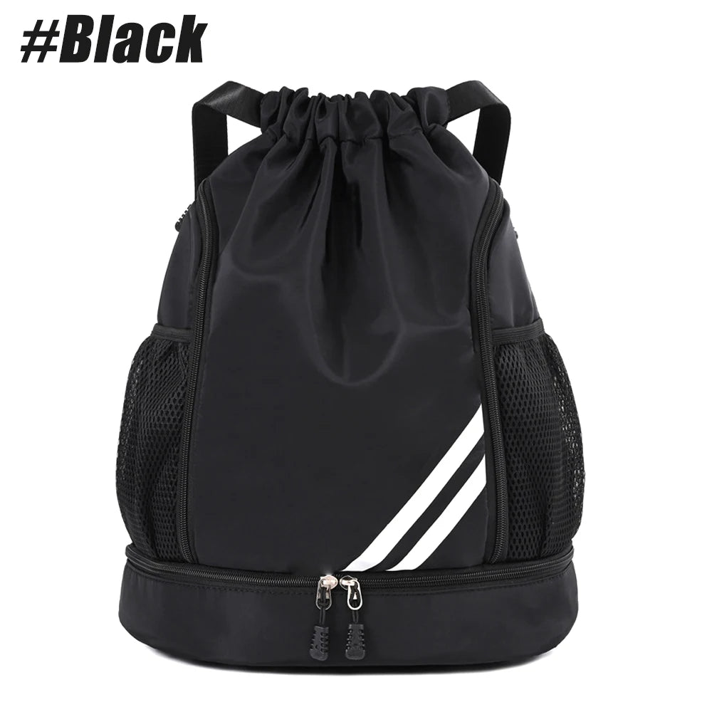 1Pcs Drawstring Sports Backpack for Gym Fitness with Separate Shoes Compartment for Basketball Running Cycling Camping Men Women