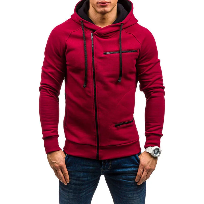 New Men's Leisure Sports Hoodies Autumn Winter Fashion Zipper Pockets Sweatshirts Harajuku Streetwear Male Hip Hop Hooded Coats
