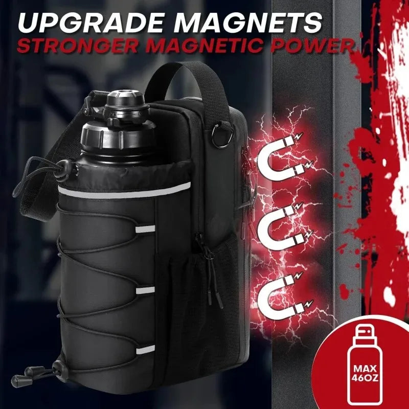 Magnetic Gym Bag for Men and Women – Sling Bottle with Magnetic Attachment | Water Bottle Holder, Gym Pouch, Crossbody Bag for T