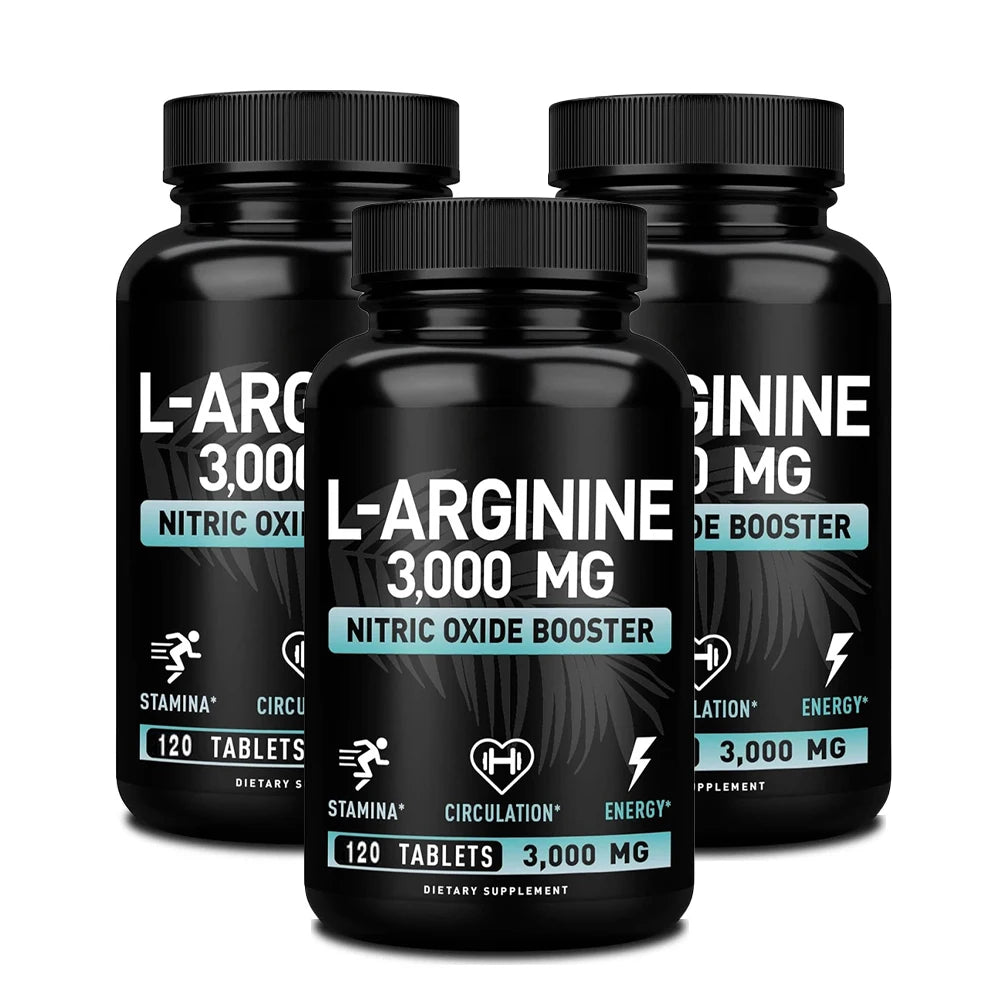 L Arginine 3000mg for Men Women, Muscle Mass Supplement for Endurance, Energy and Heart Health Support During Exercise, Non-GMO