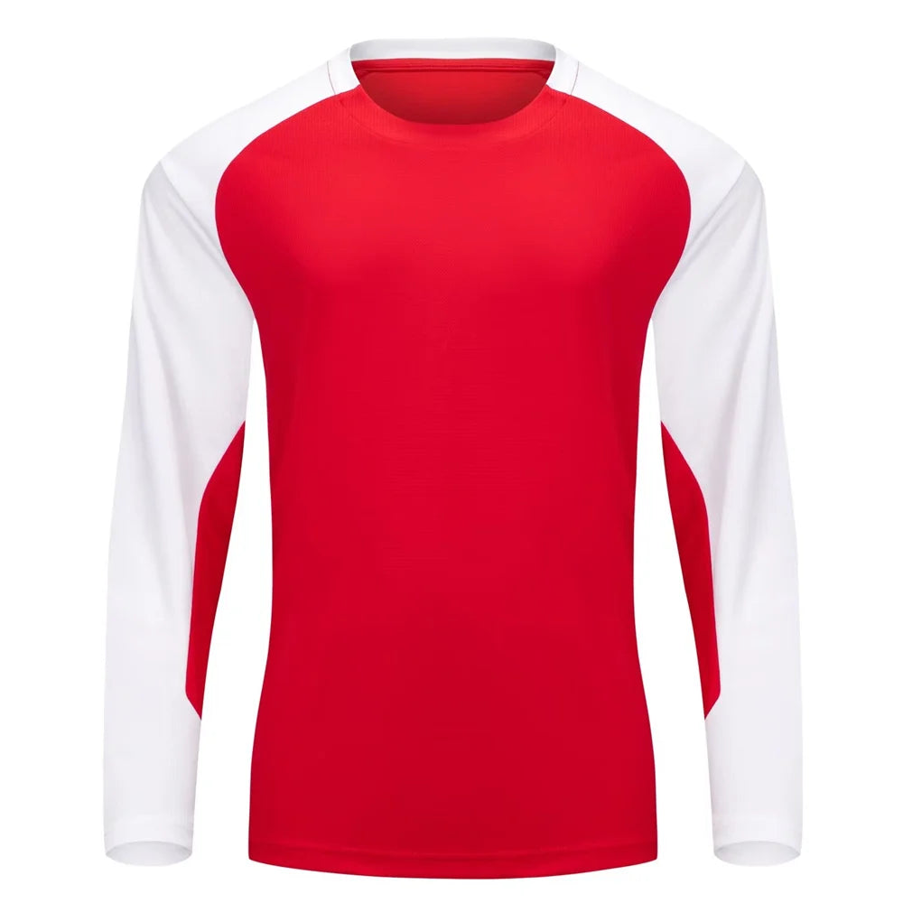 Dry Fit Plus Size Sports T-shirt for Men Kids Rash Guard Long Sleeve Sportswear Breathable Running Gym Football Shirt Jersey