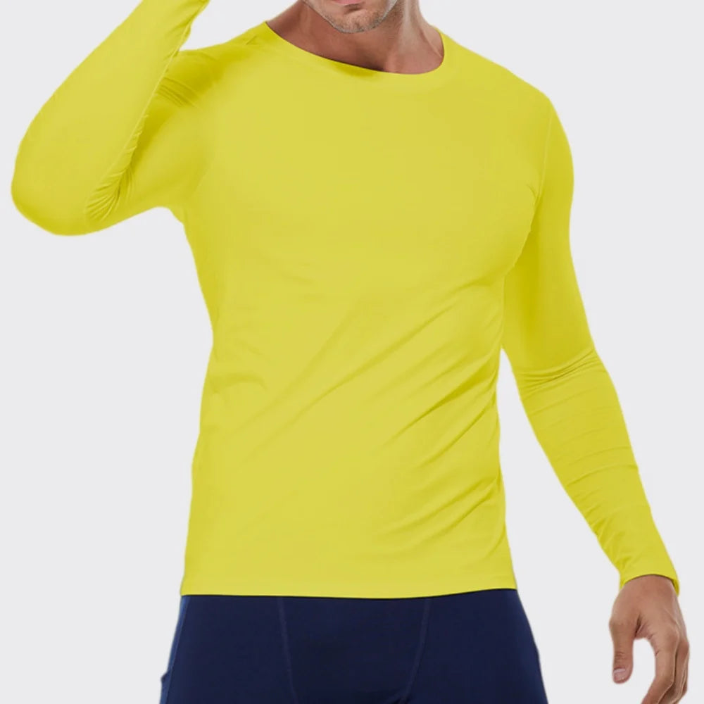 Running Quick Dry T-Shirt Men Fitness Slim Long Sleeve Gym Running Tee Top Tights Men's Bodybuilding Training Clothes Sportswear