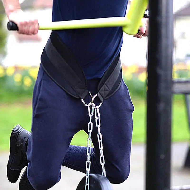 Black Thicken Fitness Weight Belt with Chain Dipping Belt for Lifting Pull Up Chin Up Kettlebell Barbel Bodybuilding Gym Belts
