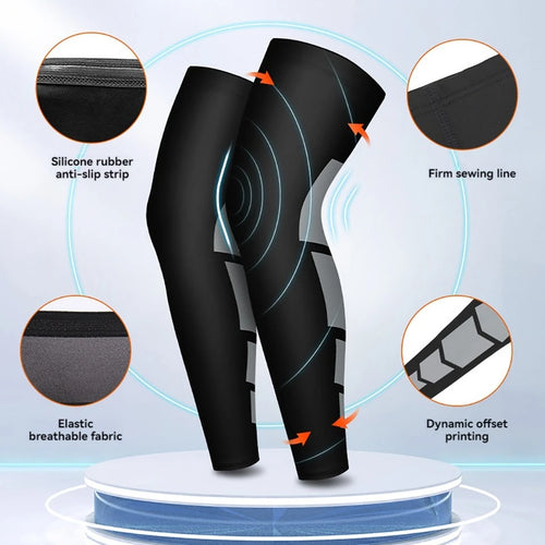 1Pcs Sports Knee Pads Silicone Anti-slip Elastic Breathable Extended Thigh And Calf Protectors Outdoor Basketball Cycling Unisex