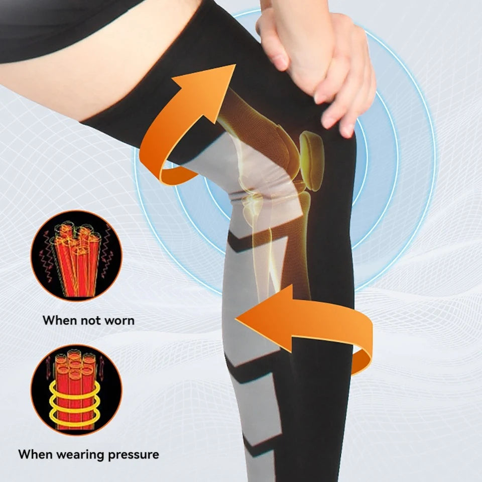 1Pcs Sports Knee Pads Silicone Anti-slip Elastic Breathable Extended Thigh And Calf Protectors Outdoor Basketball Cycling Unisex