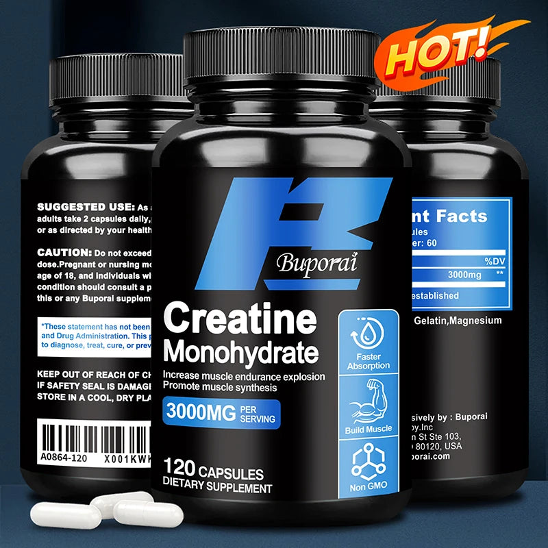 Creatine Monohydrate - Supports Muscle, Energy and Cognitive Function, Increases Lean Muscle Mass - Gluten Free