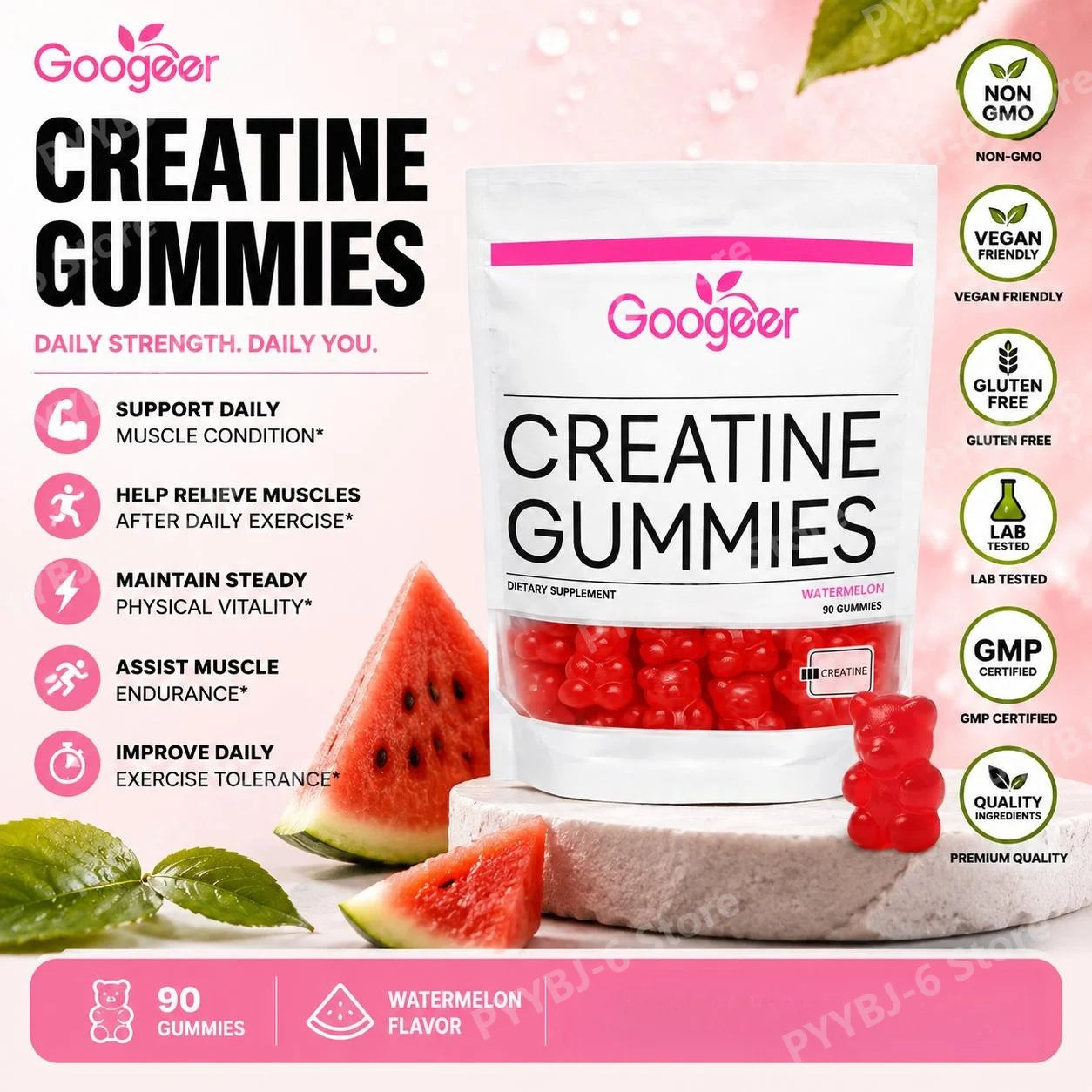 Creatine Monohydrate Gummies 2000mg with Vitamin B12 L Tyrosine L Theanine for Energy Fitness Training Support 90 Count