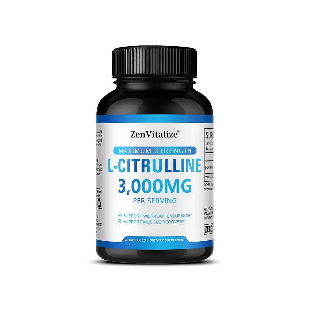 L Citrulline 3000mg Supplement Capsules for Men & Women - Muscle Recovery & Workout Endurance - Vegan, Non-GMO