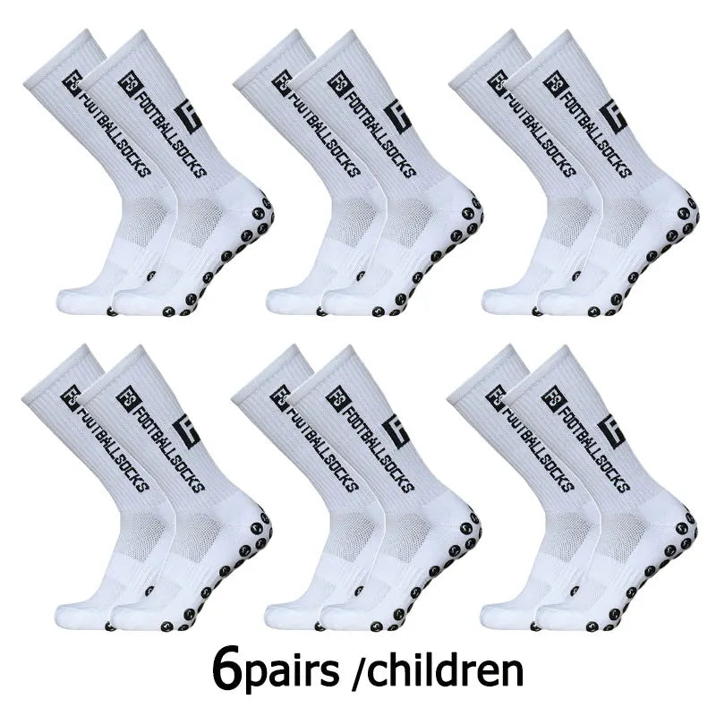 6 pairs 34-39 children breathable sports soccer socks square silicone non-slip grip football socks calcetines hombre