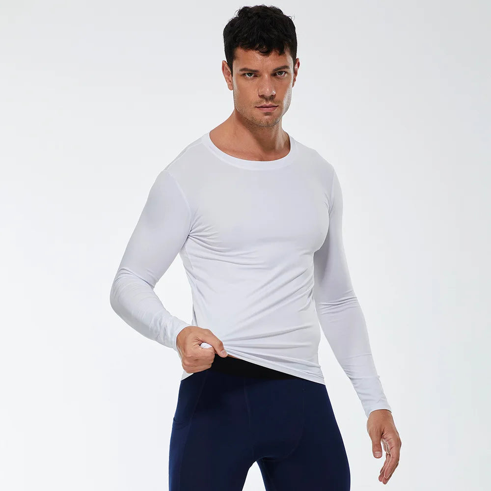 Running Quick Dry T-Shirt Men Fitness Slim Long Sleeve Gym Running Tee Top Tights Men's Bodybuilding Training Clothes Sportswear