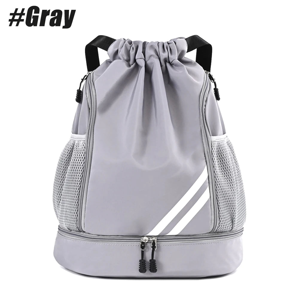 1Pcs Drawstring Sports Backpack for Gym Fitness with Separate Shoes Compartment for Basketball Running Cycling Camping Men Women