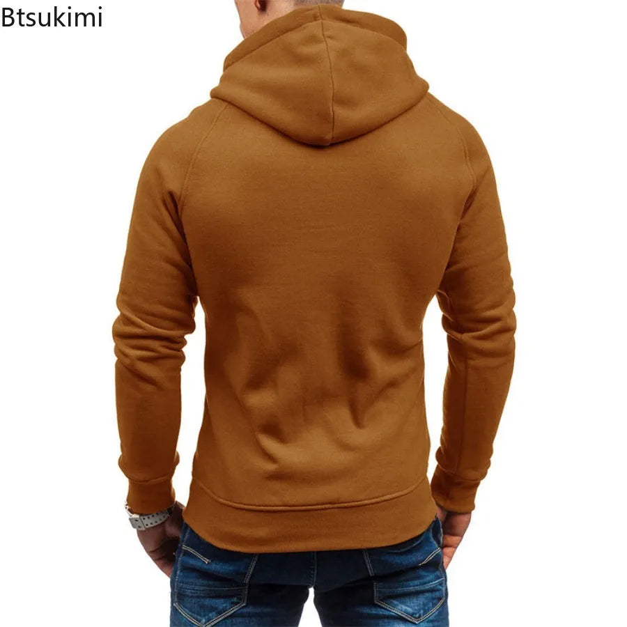 New Men's Leisure Sports Hoodies Autumn Winter Fashion Zipper Pockets Sweatshirts Harajuku Streetwear Male Hip Hop Hooded Coats