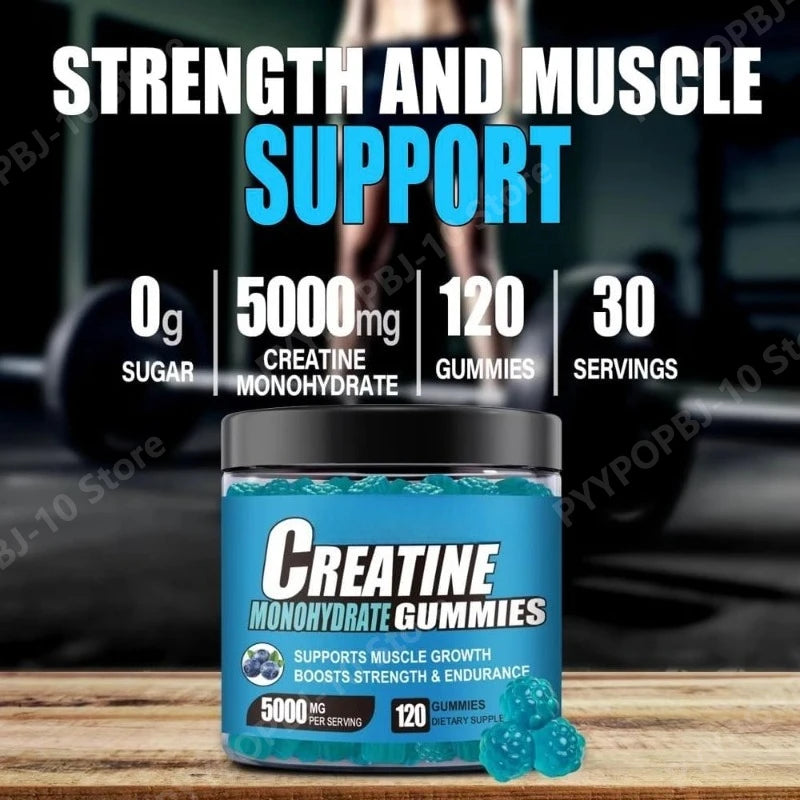 Creatine Gummies Blueberry Flavor Daily Vitality Support 120 Count Dietary Supplement
