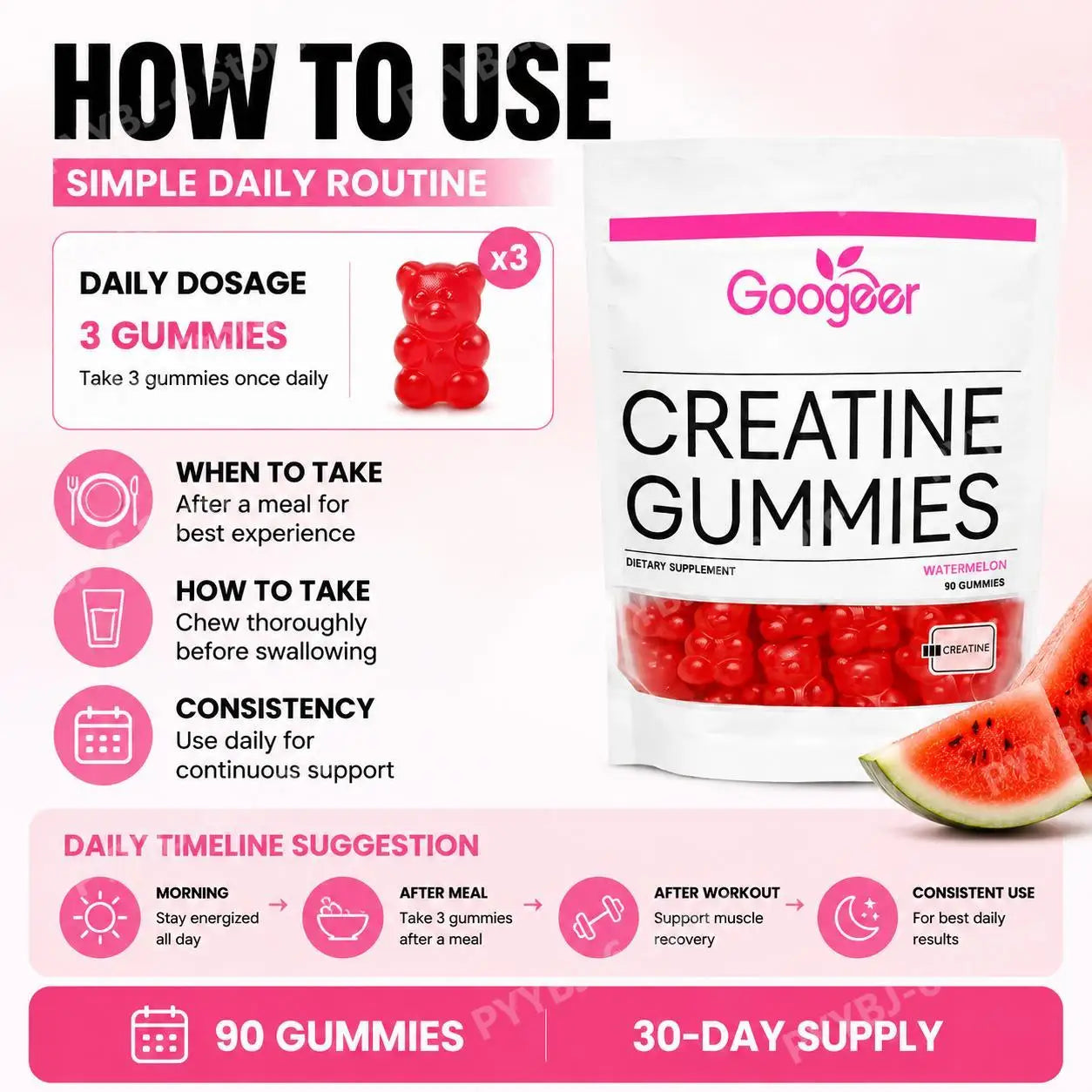 Creatine Monohydrate Gummies 2000mg with Vitamin B12 L Tyrosine L Theanine for Energy Fitness Training Support 90 Count