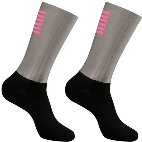 2023 New Anti Slip Silicone Summer Aero Socks Whiteline Cycling Socks Men Bicycle Sport Running Bike Socks Calcetines