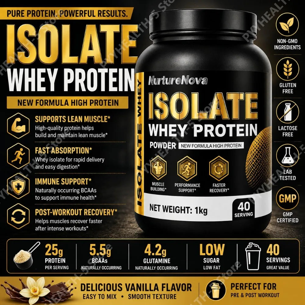 Isolate Whey Protein Powder 1kg High Protein Sports Nutrition Shake Fast Mixing, Daily Fitness Nutrition 40 Servings Vanilla