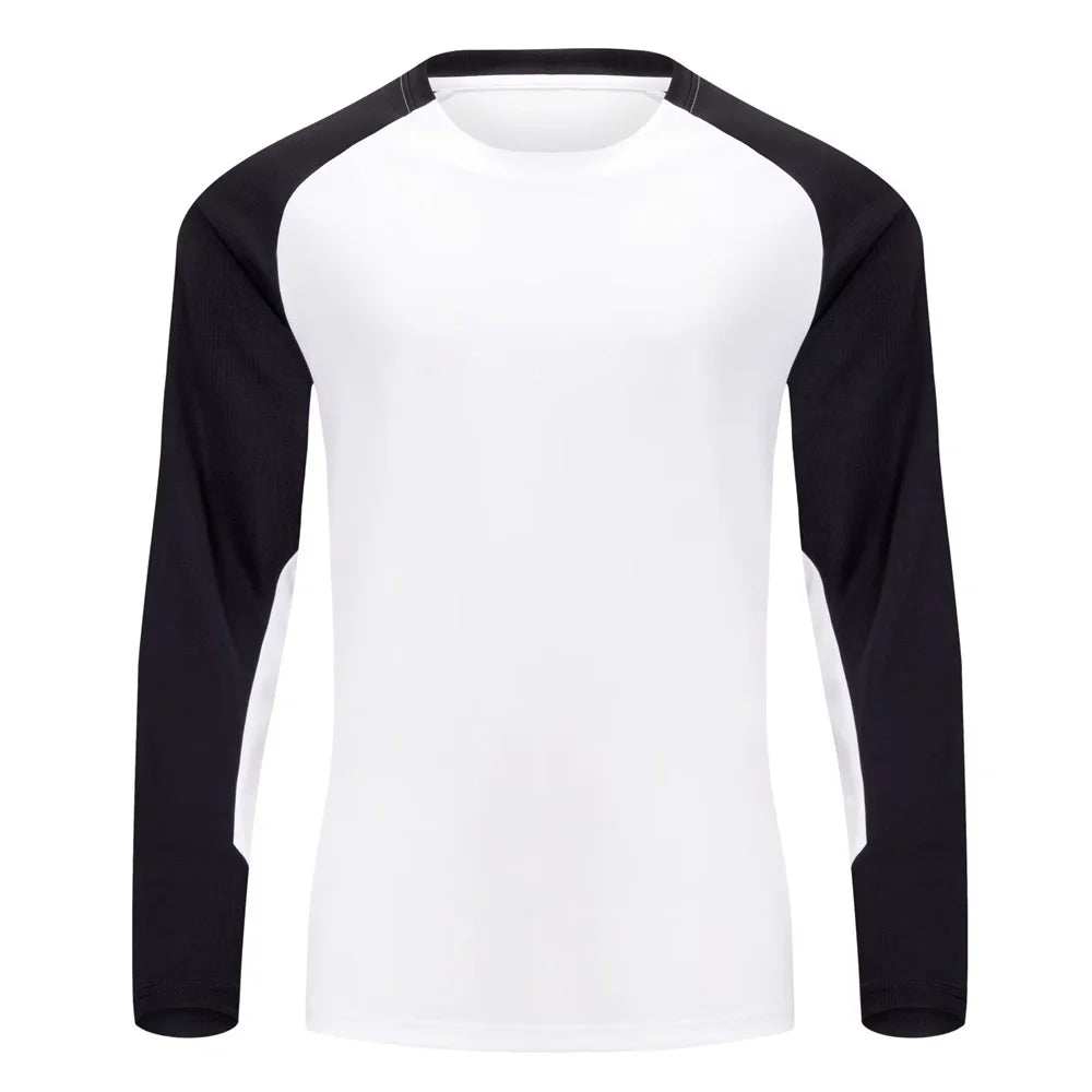 Dry Fit Plus Size Sports T-shirt for Men Kids Rash Guard Long Sleeve Sportswear Breathable Running Gym Football Shirt Jersey