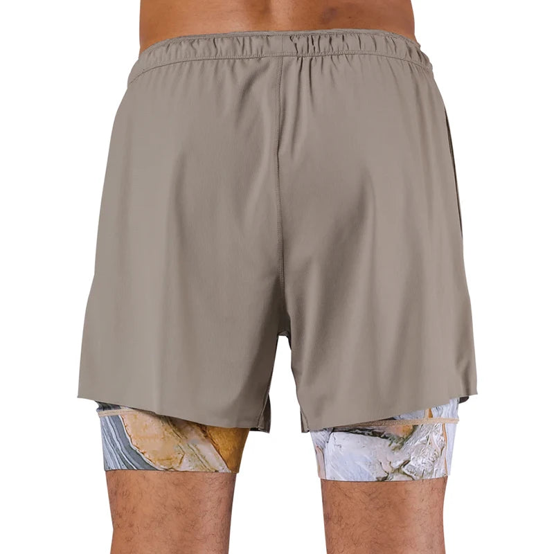 Pantalones cortos deportivos de doble capa para hombre, Shorts 2 en 1 de secado rápido para entrenamiento, gimnasio, trotar,