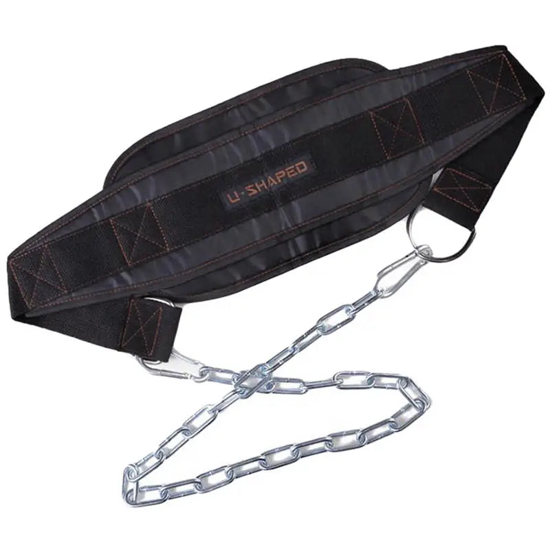 Black Thicken Fitness Weight Belt with Chain Dipping Belt for Lifting Pull Up Chin Up Kettlebell Barbel Bodybuilding Gym Belts