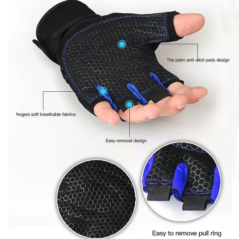 Gym Gloves Weightlifting Wristbands Protective Gear Men's and Women's Fitness Training Exercise Cycling Gloves Shock Resistant