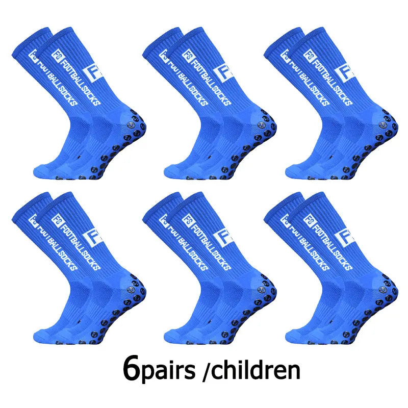 6 pairs 34-39 children breathable sports soccer socks square silicone non-slip grip football socks calcetines hombre