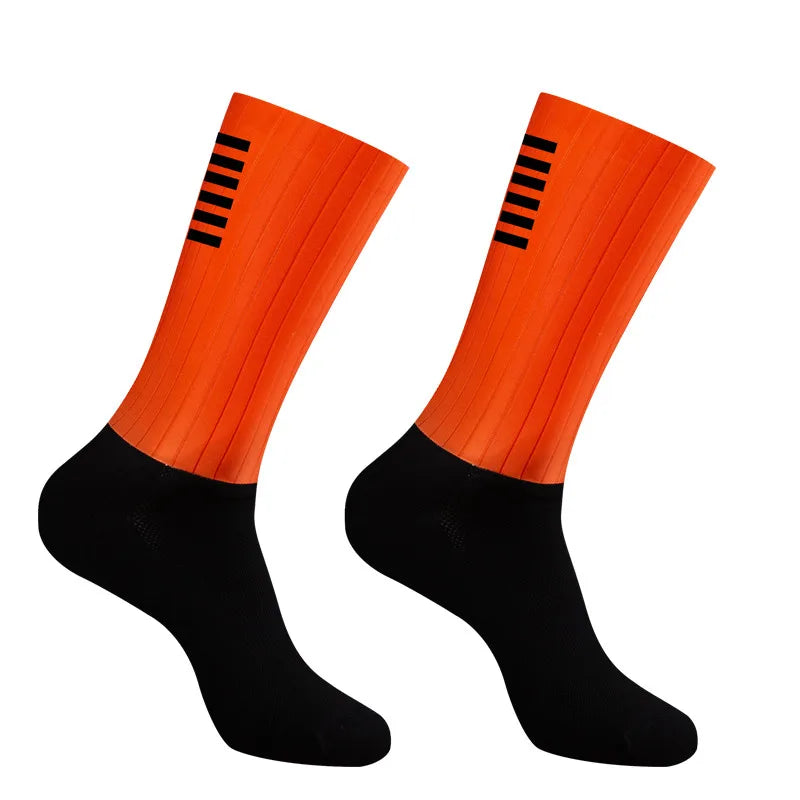 2023 New Anti Slip Silicone Summer Aero Socks Whiteline Cycling Socks Men Bicycle Sport Running Bike Socks Calcetines