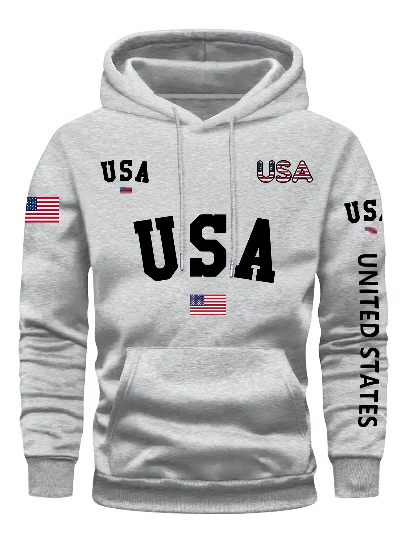 Hooded Sweatshirt with Fleece, Men'S Casual, Versatile, Fashionable, Trendy Brand Pullover Hoodie