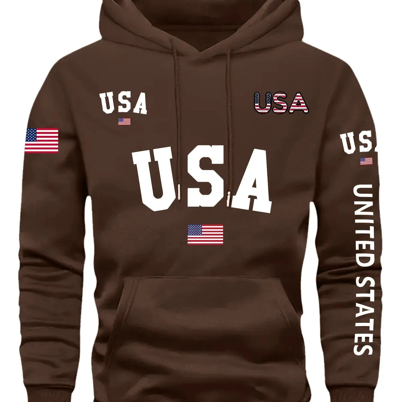 Hooded Sweatshirt with Fleece, Men'S Casual, Versatile, Fashionable, Trendy Brand Pullover Hoodie
