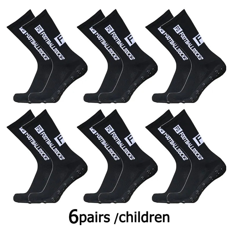 6 pairs 34-39 children breathable sports soccer socks square silicone non-slip grip football socks calcetines hombre