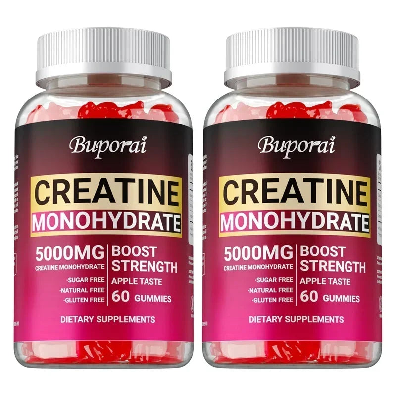 Creatine Monohydrate Gummies - Increases Endurance, Builds Muscle, Improve Athletic Performance, Energy and Focus, Non-GMO