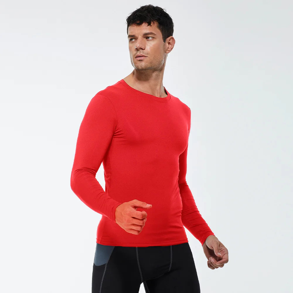 Running Quick Dry T-Shirt Men Fitness Slim Long Sleeve Gym Running Tee Top Tights Men's Bodybuilding Training Clothes Sportswear