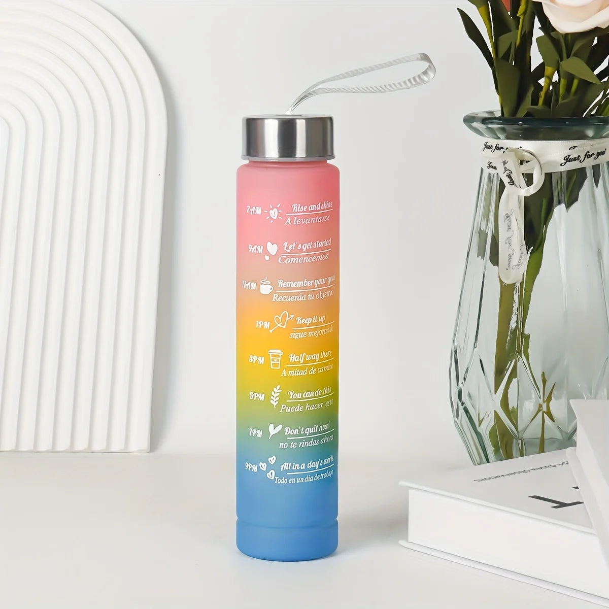 300ml Water Bottle Motivational Sport Water Bottle Leakproof Bottles Drinking Outdoor Travel Gym Fitness Jugs