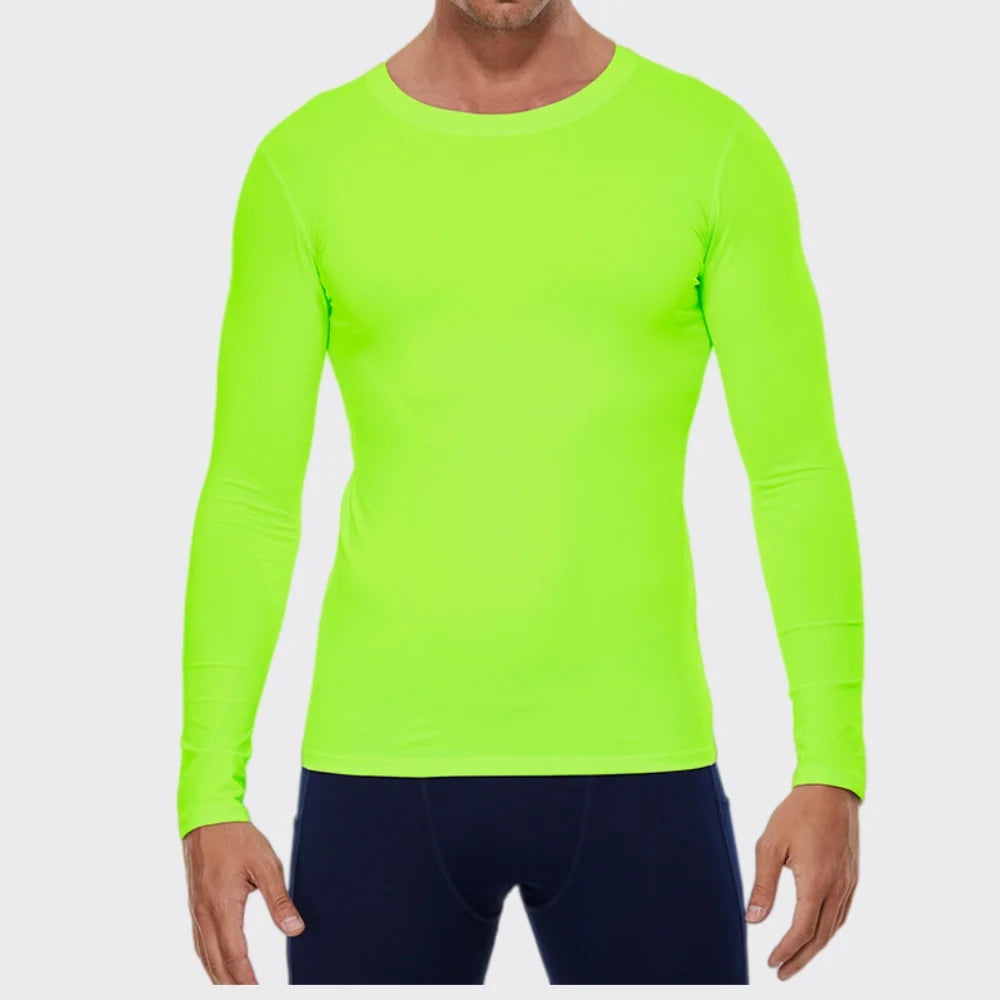 Running Quick Dry T-Shirt Men Fitness Slim Long Sleeve Gym Running Tee Top Tights Men's Bodybuilding Training Clothes Sportswear