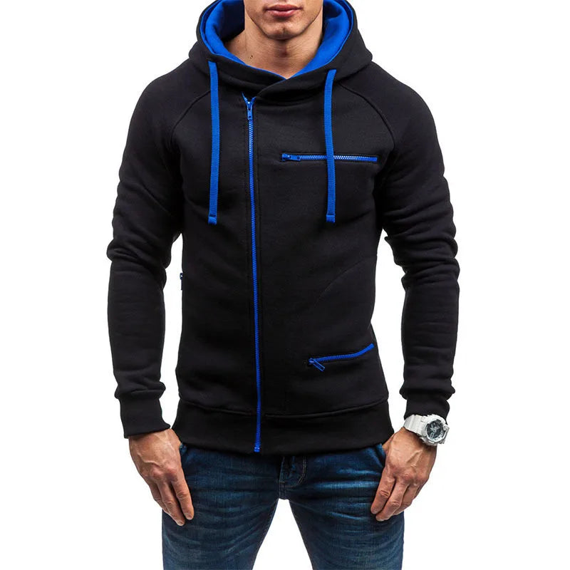 New Men's Leisure Sports Hoodies Autumn Winter Fashion Zipper Pockets Sweatshirts Harajuku Streetwear Male Hip Hop Hooded Coats