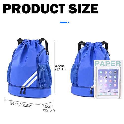 1Pcs Drawstring Sports Backpack for Gym Fitness with Separate Shoes Compartment for Basketball Running Cycling Camping Men Women