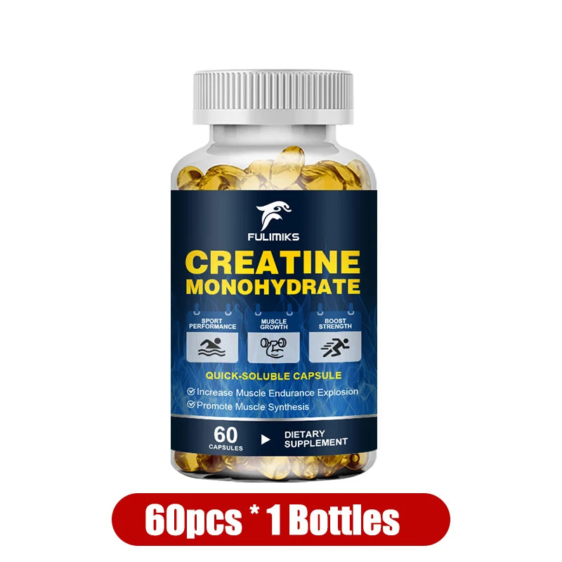 Buy 2 Get 2 Free! Premium Creatine Monohydrate Capsules, Support Muscle Growth, Strength Gains & Exercise Performance, Men