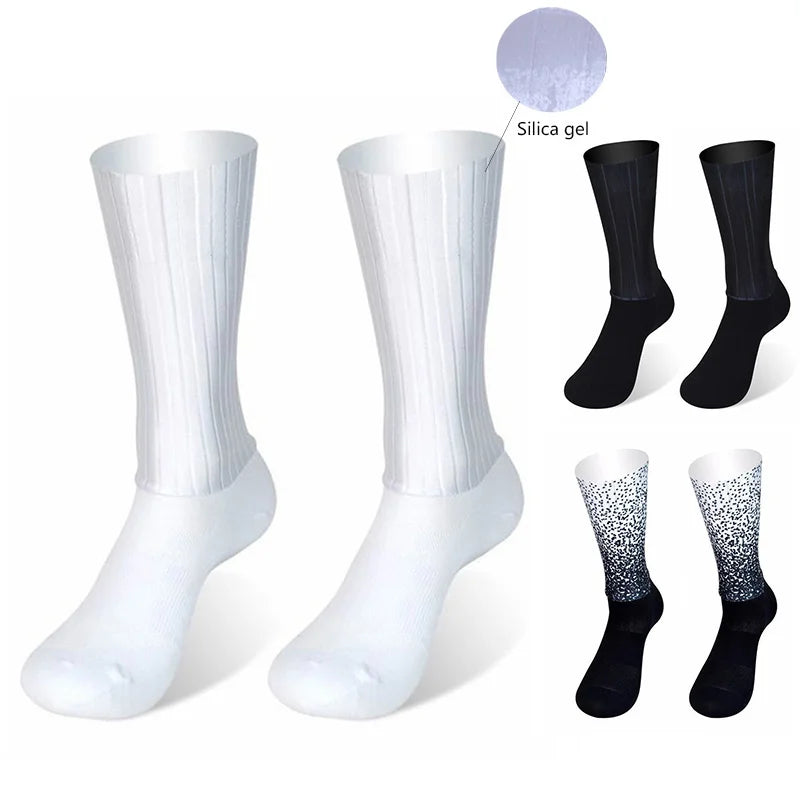 Bike Cycling New Team Summer Aero Socks Silica Gel Non-slip Breathable Pro Racing Sports Socks Men Women Calcetines Ciclismo