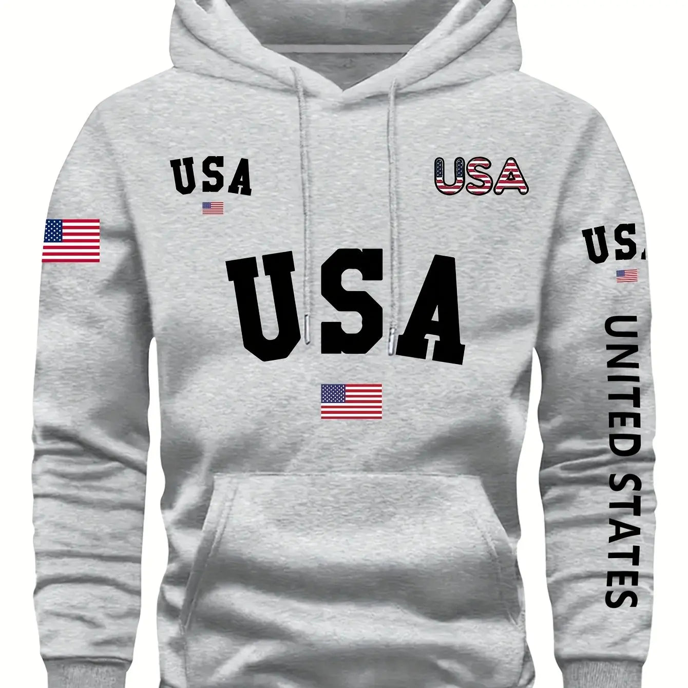 Hooded Sweatshirt with Fleece, Men'S Casual, Versatile, Fashionable, Trendy Brand Pullover Hoodie