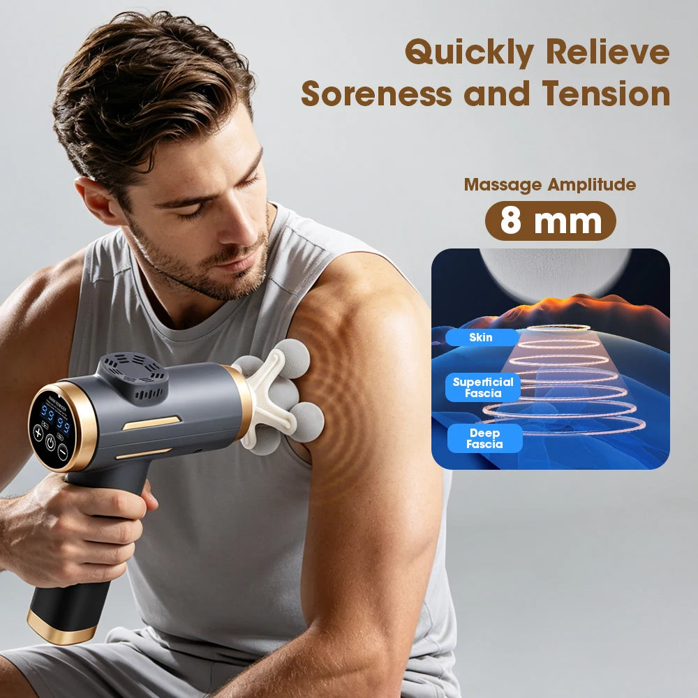 Portable Fascial Massage Gun Electric Percussion Pistol Muscle masajeador Body Relaxation with 11 Replaceable Massage Head
