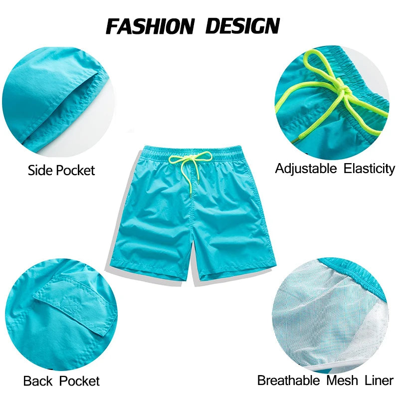 Datifer Brand 2026 Summer Gym Mens Shorts Classic Polyester Mesh Liner Side Pockets Quick Dry Beach Bermudas Masculina Swimsuits