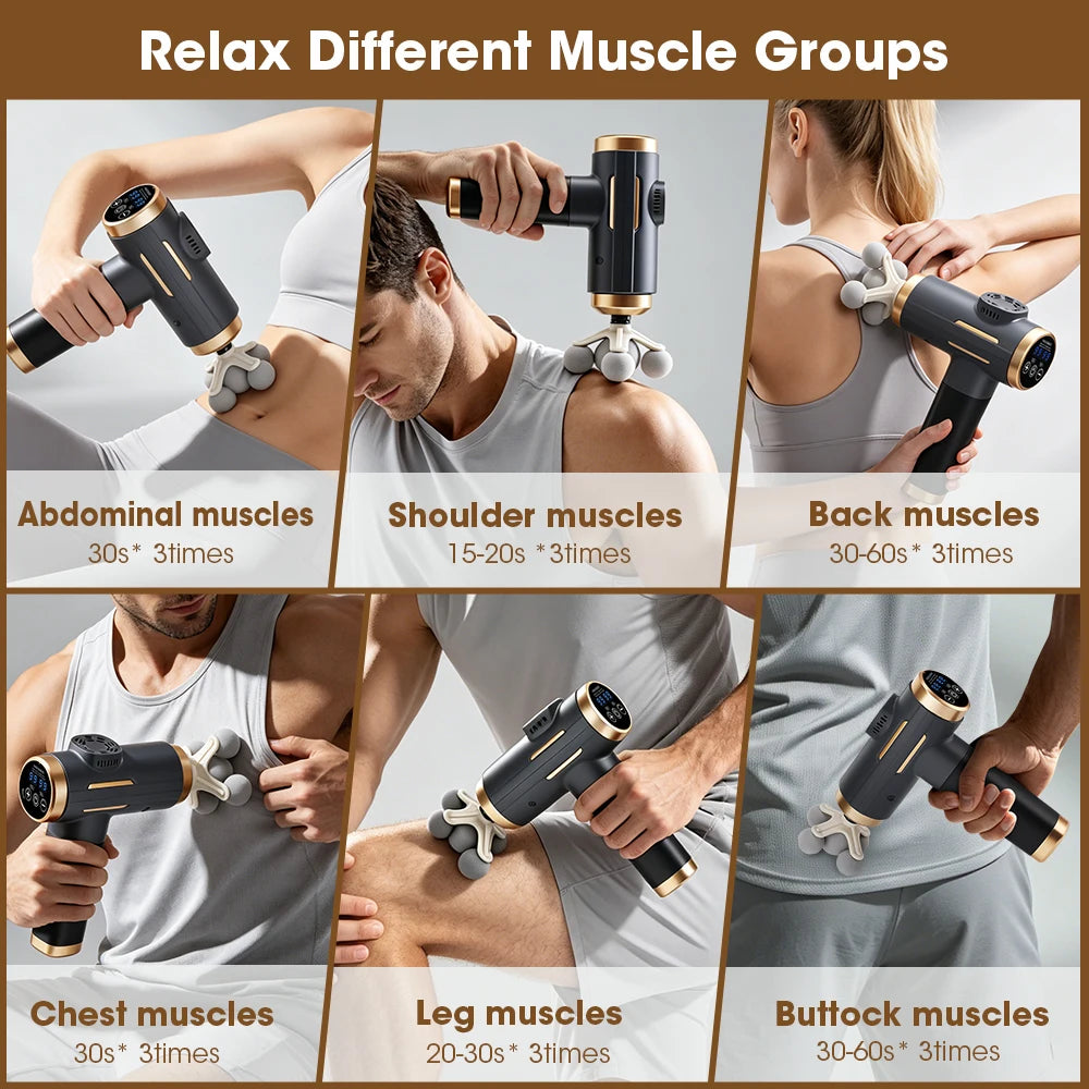 Portable Fascial Massage Gun Electric Percussion Pistol Muscle masajeador Body Relaxation with 11 Replaceable Massage Head